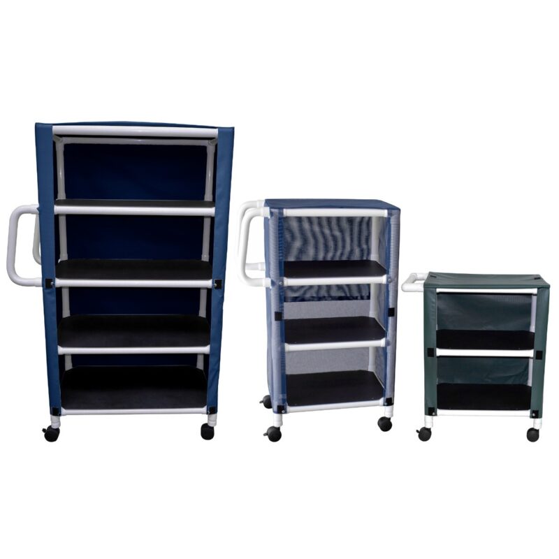 MJM Mini Shelved Carts - 2 Shelf, Linen, Mesh, Forest Green