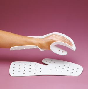 Rolyan Perforated Functional Position Hand Splint with Strap, Left - Large