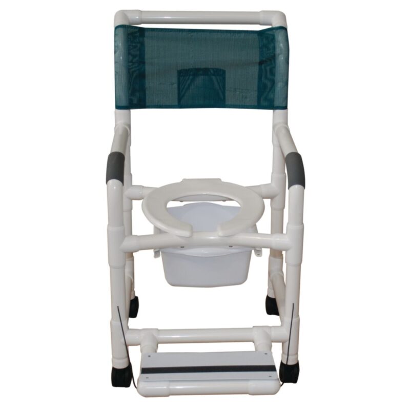 Wheeled Shower Chairs - Flared Stability Base with Pail