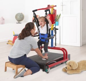 Child Practicing Walking in LiteGait 4Home 110 with GaitKeeper Mini